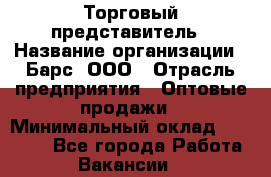 Торговый представитель › Название организации ­ Барс, ООО › Отрасль предприятия ­ Оптовые продажи › Минимальный оклад ­ 20 000 - Все города Работа » Вакансии   